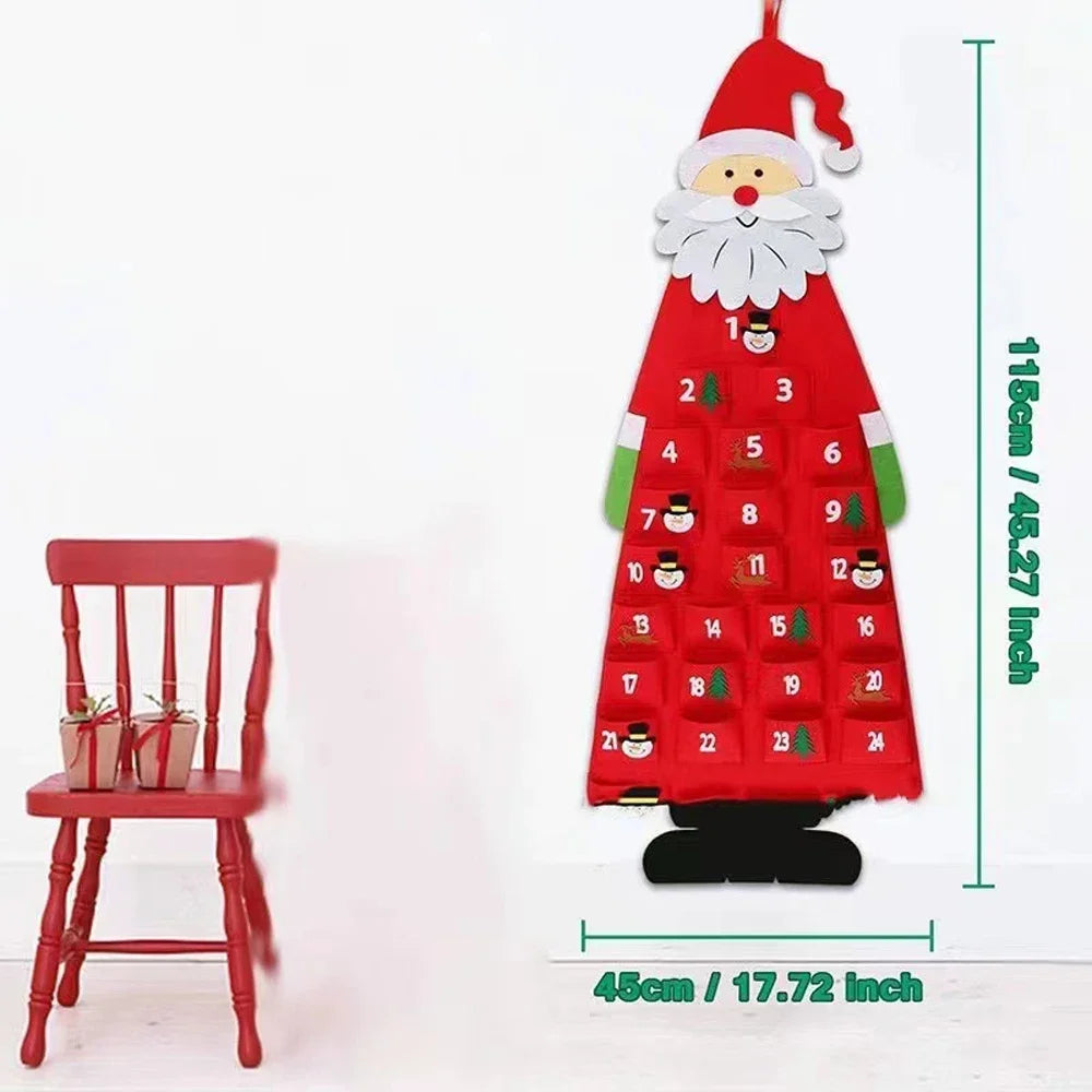 2025 Santa Calendar Holiday Wall Calendar Home Decoration Children Gifts Digital Christmas Tree Non-woven Christmas Countdown