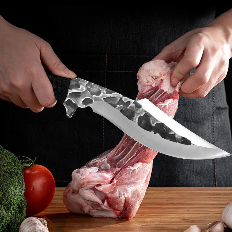 Survival Knife Outdoor Camping Hunting Knife Cleaver Meat Chicken Kitchen Knives Straight Butcher Boning Knife Chef Cooking Tool