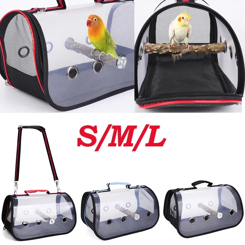 Portable Clear Bird Parrot Transport Cage Breathable Bird Carrier Travel Bag Small Pet Rabbit Guinea Pig Chinchilla Outdoor Bag