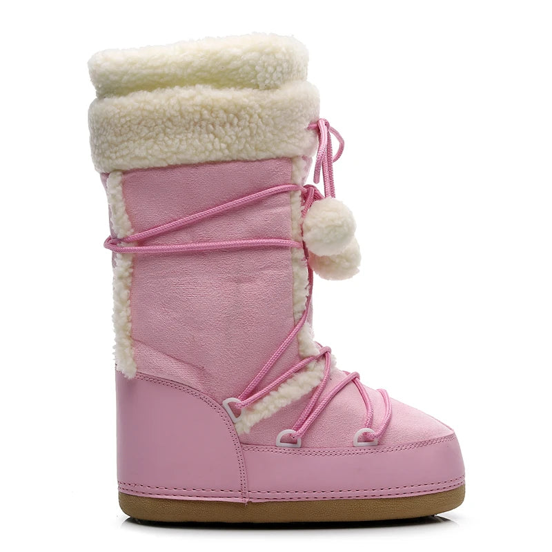 Women's Winter Boots 2024 Women Snow Boots Cold-proof Warm Mid-calf Pink Space Boots Slip-resistant Cotton Woman Winter Shoes