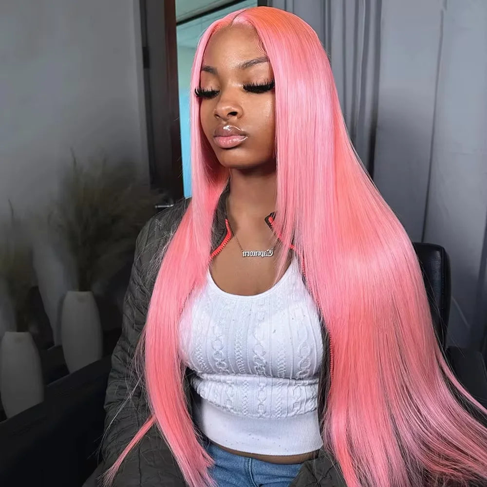 Bone Straight 13x6 HD Light Pink Lace Front Wigs 100% Human Hair For Women Brazilian 613 Color 13x4 Lace Frontal Wig Pre Plucked