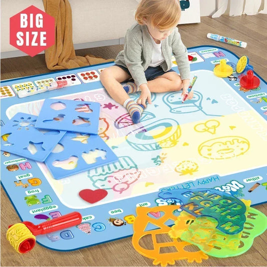 100x80CM Magic Water Drawing Mat, Reusable Montessori Painting Toys,  Magic Pens  Rainbow Water Drawing Mat, Kids Drawing Toys