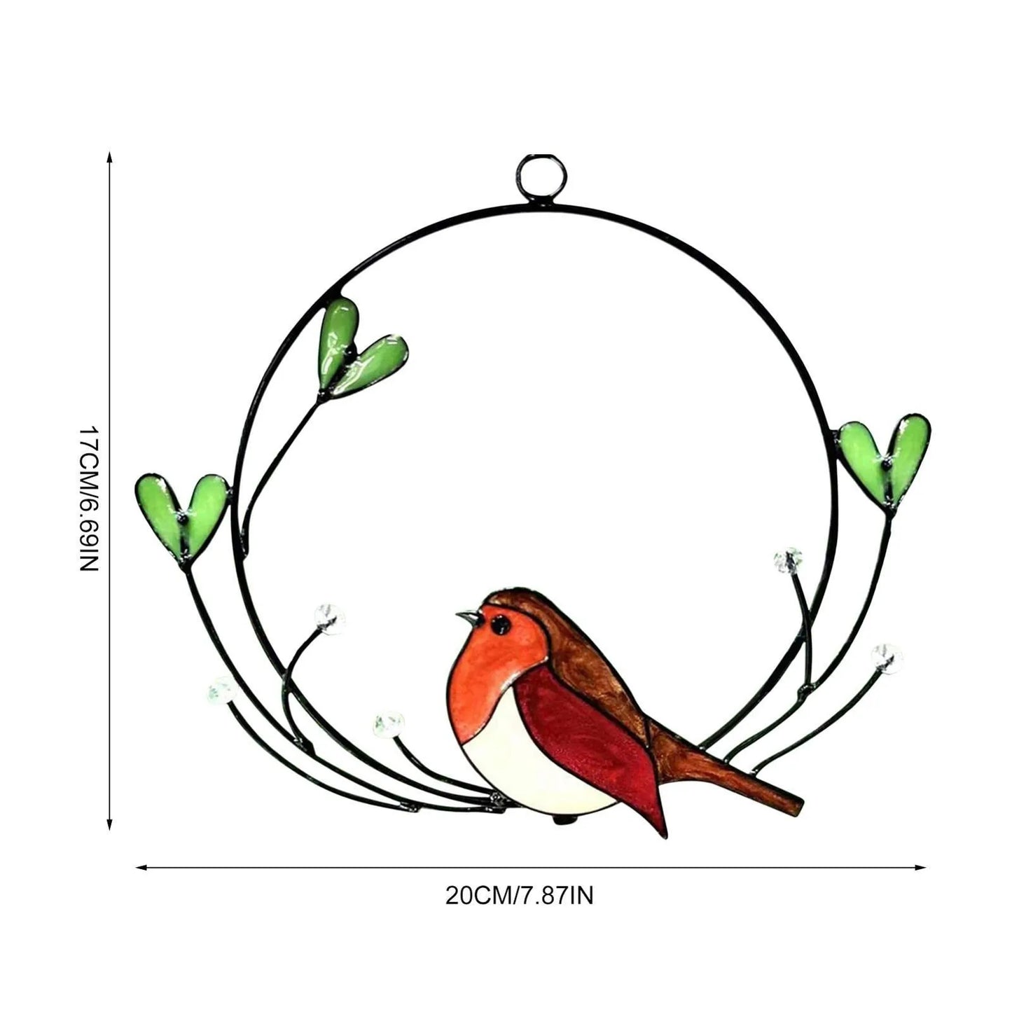 Metal Bird Garden Wall Decor Stained Glass Outdoor Fence Art Patio Sculptures Hanging Decorations For Yard Porch Living Room