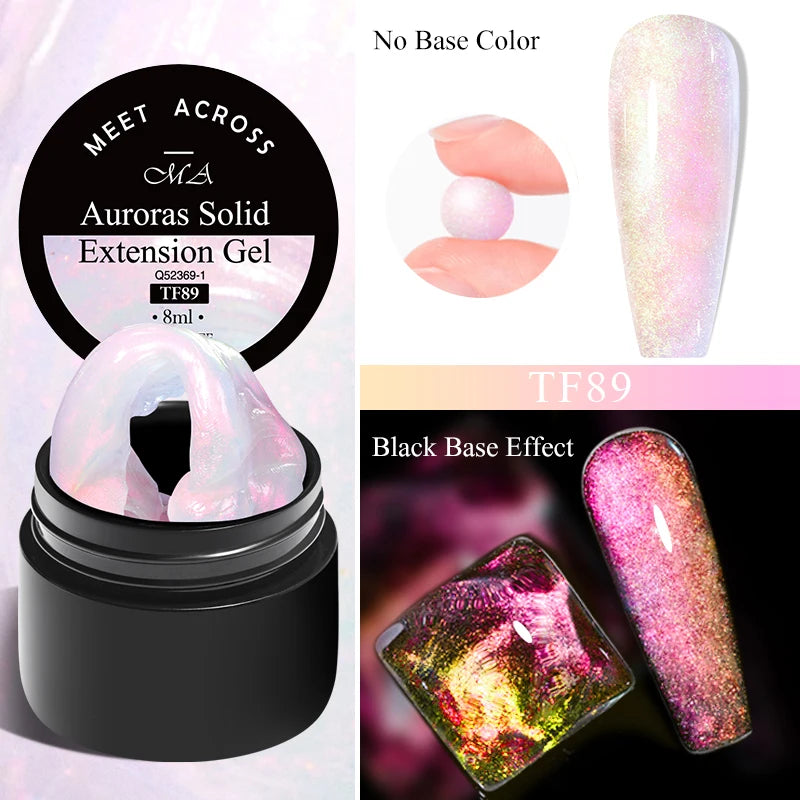 MEET ACROSS 7ML Pink Glitter Quick Extension Gel Nail Polish Gold Foils Effect Vernis Semi Permanent UV Gel Nail Art Hard Gel