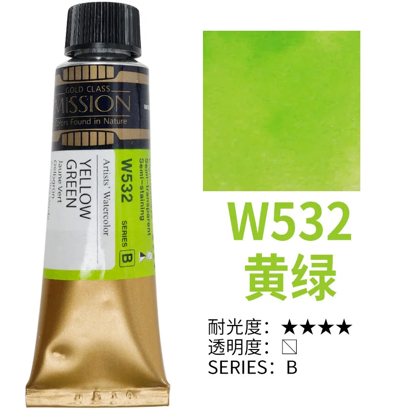 Korea Mijello Mission Gold Watercolour Paint 15ml Tube Series A/B Pure Aquarela Pigments Artist Water color Art Supplies