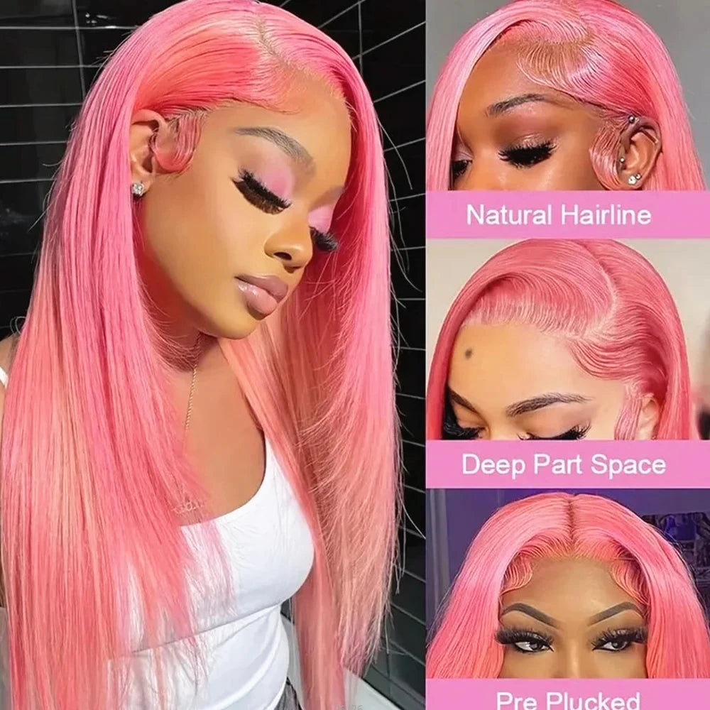 Bone Straight 13x6 HD Light Pink Lace Front Wigs 100% Human Hair For Women Brazilian 613 Color 13x4 Lace Frontal Wig Pre Plucked