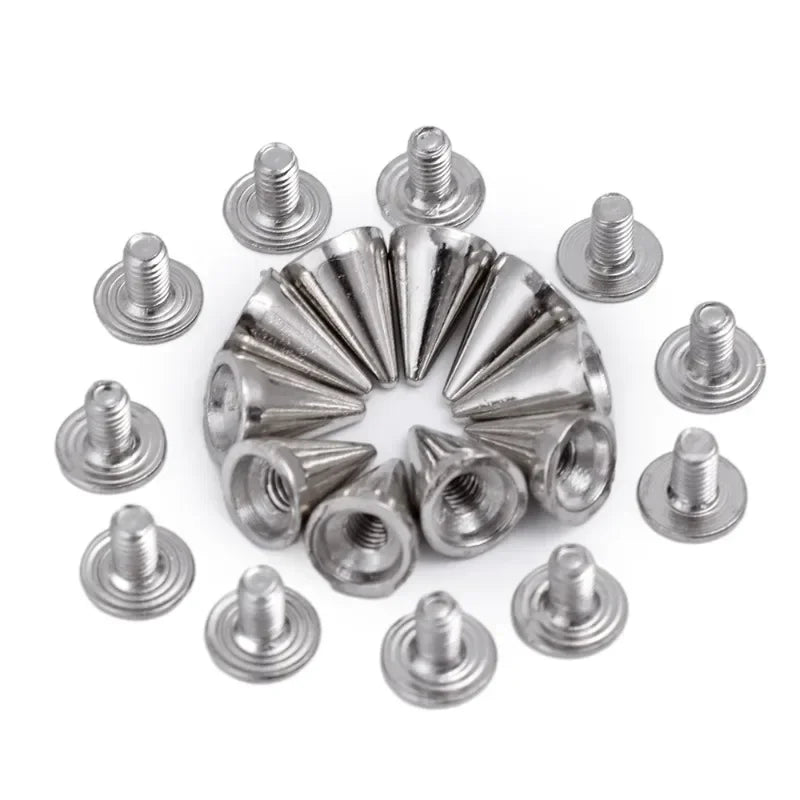 10-100Pcs Round Cone Spikes Metal Tree Spike Screwback Studs DIY Handcraft Cool Punk Garment Rivets Decoration for Clothes Shoes