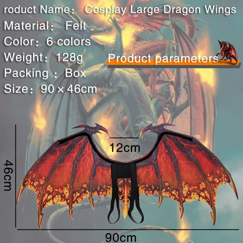 Halloween Dragon Wing Decoration Carnival Party Animal Costume For Adult Boy and Girl Kids Dragon Cosplay Masquerade