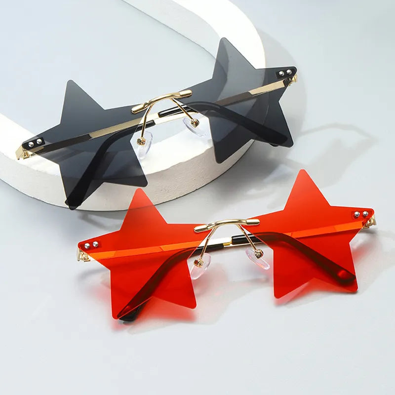 Star Shape Sun Glasses Funny Pentagram Eyewear Eyeglasses Christmas Decoration Party Glasses Rimless Sunglasses