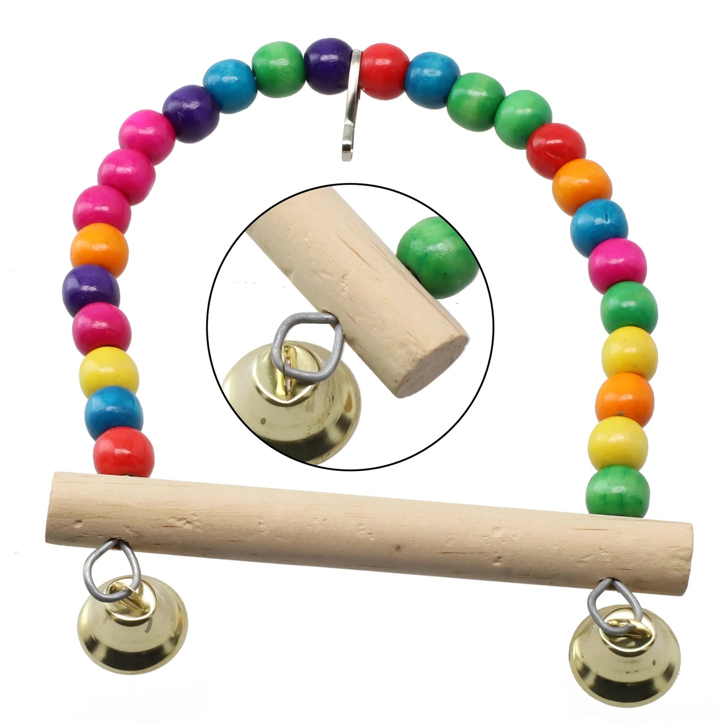 1Pcs Bird Cage Toys for Parrots Wood Birds Swing Reliable Chewable Bite Bridge Wooden Beads Shape Parrot Toy Bird Toys