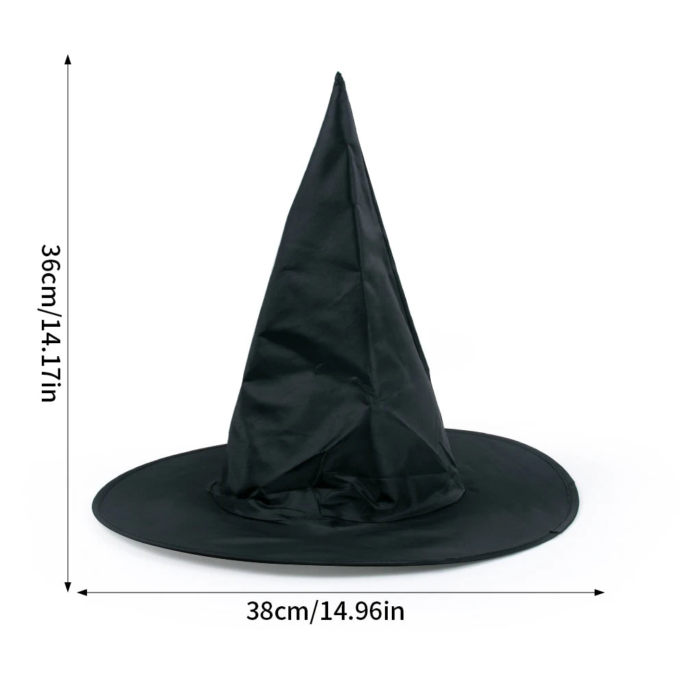 3/5pcs Halloween Black Witch Hat Yard outdoor garden Hanging Witch Hat Halloween Party Cosplay Costume Props Decor Wizard Cap