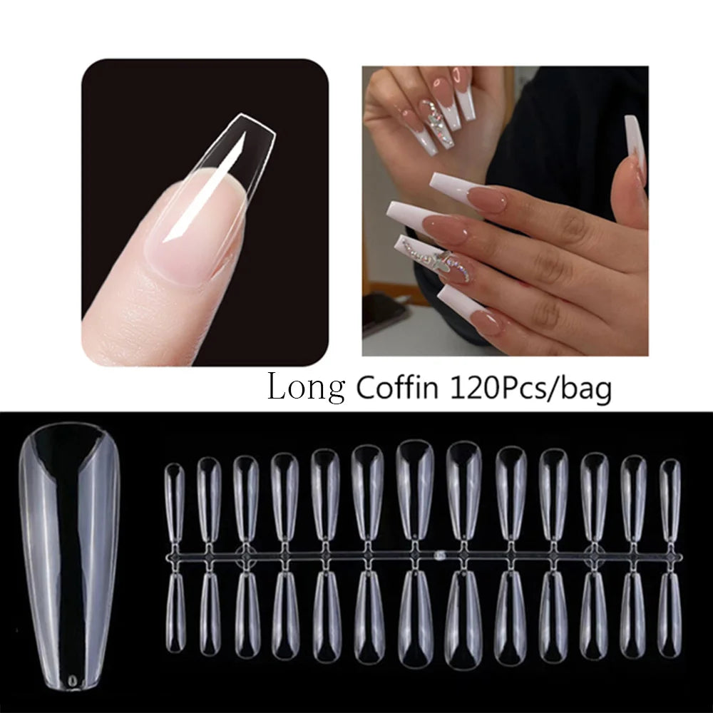 120pcs/bag Matte Press On Nail Tips Soft Full Cover False Nails Oval Almond Sculpted Fake Nail