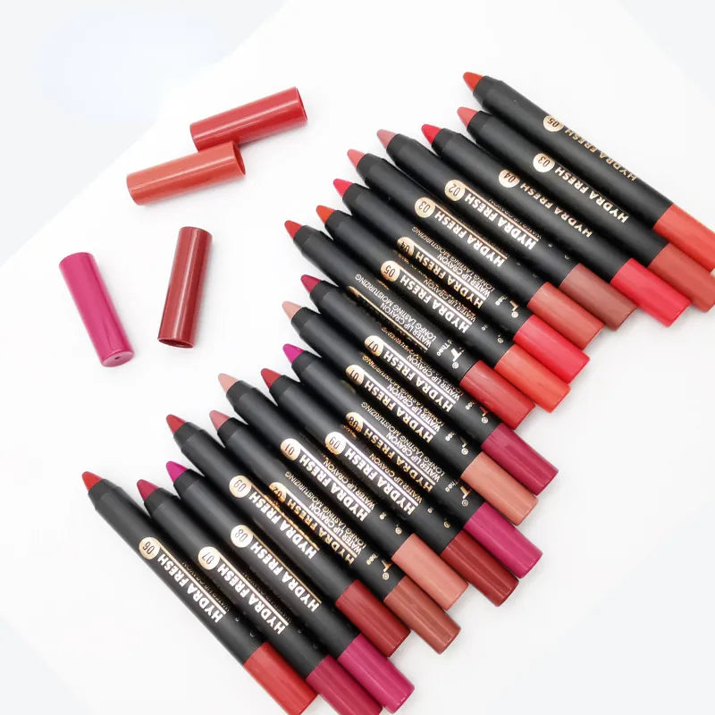 Matte Velvet Lipstick Pencil Waterproof Long Lasting Sexy Red Lip Sticks Non-Stick Cup Makeup Lip Tint Pencil Cosmetics 9 Colors