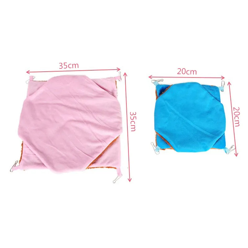 Solid Color Winter Pet Hammock Double Layer Thick Plush Hamster Hammock Chinchilla Guinea Pig Ferret Sleeping Bag Hamster Cage