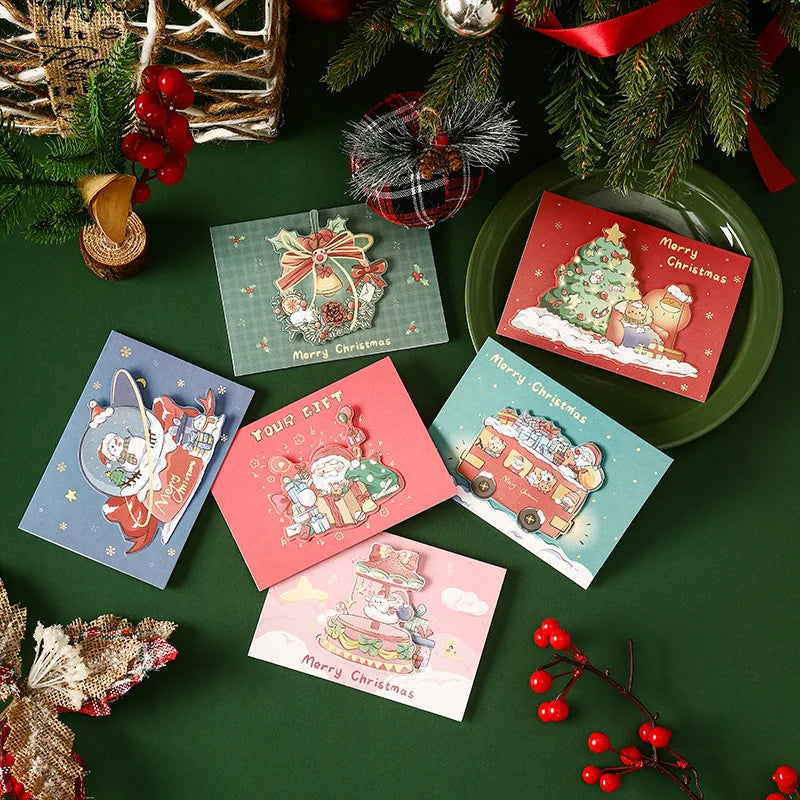 20PCS Christmas Greeting Card Three-Dimensional Creative Small Card Florist Baking To Send Classmates Gift Small Card