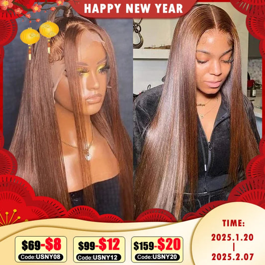 360 Full Hd Lace #4 Brown 200% 13x6 HD Lace Frontal 13x4 Front Wig for Women Straight Wave Remy Human Hair 4x4 Closure Wig Glue