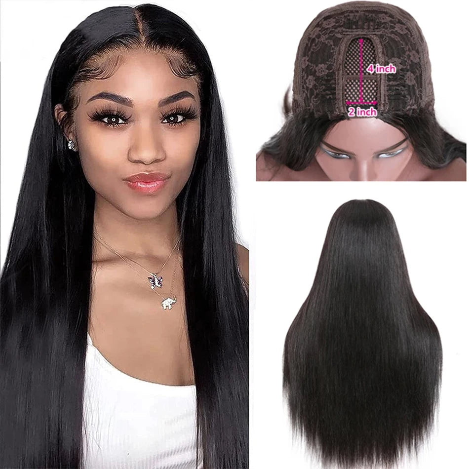 Straight Wigs Cheap U Part Wig Brazilian Human Hair Wigs For Women Virgin Hair Hot Sale Middle U Shape Wig 180 Density Wholesale