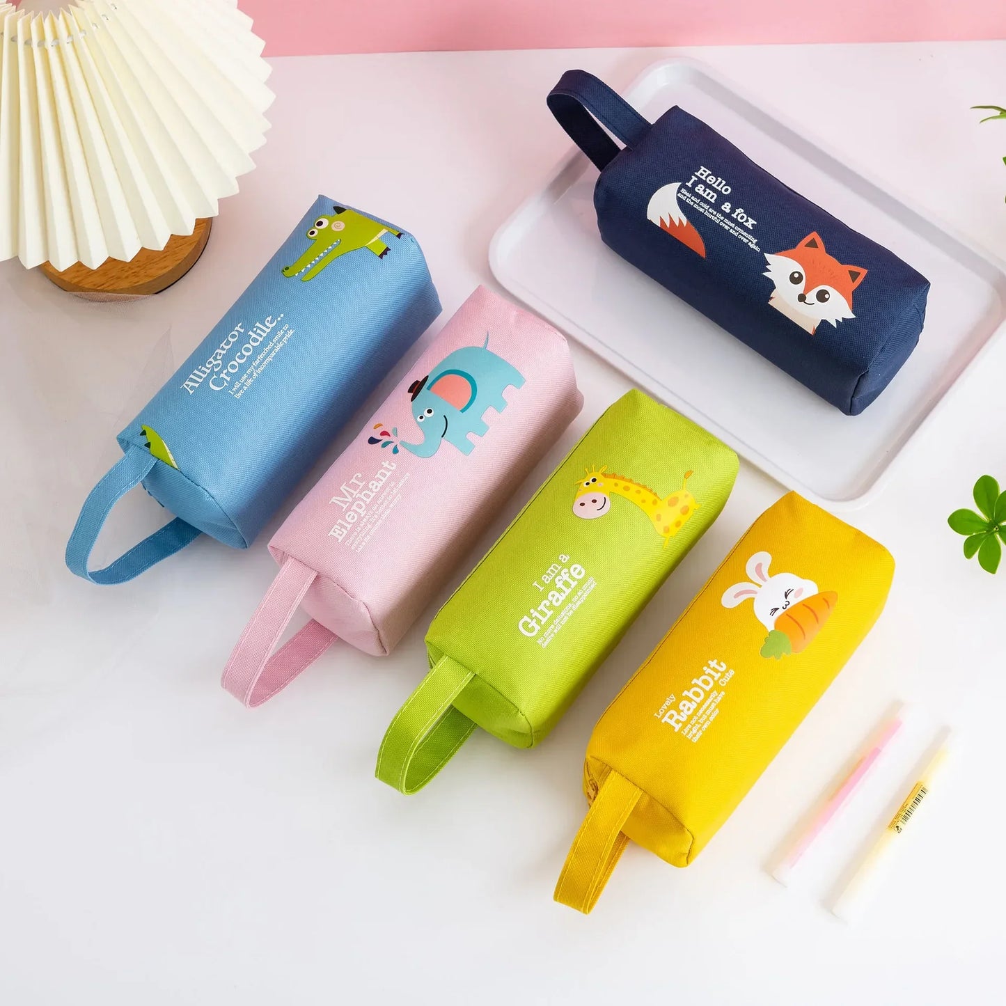 Portable Canvas Pencil Case School Supplies Storage Bag Double Layer Pencil Bag Student Pen Bag Cute Pen Case Kid Stationery Bag