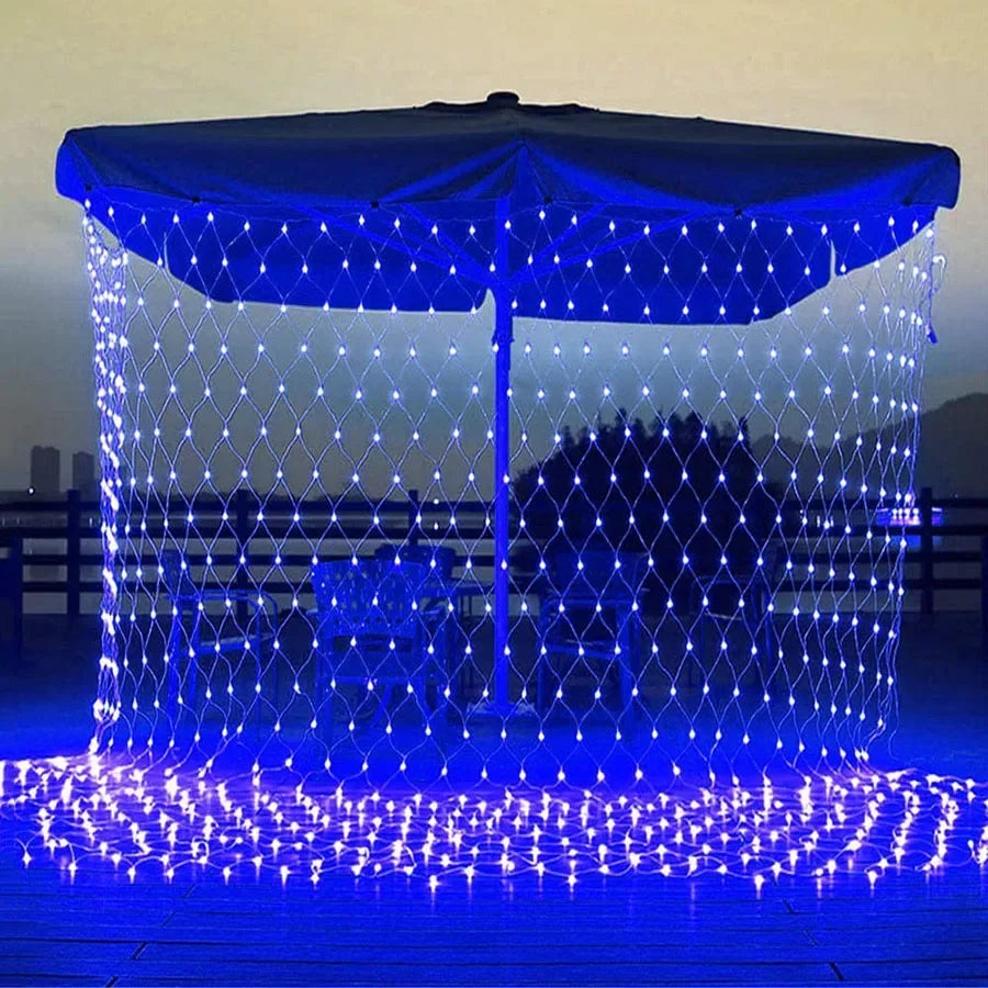 Christmas Net Mesh String Light Outdoor LED Garden Holiday Party Wedding Fairy Light Garland Tree Bushes Fence Wall Decor