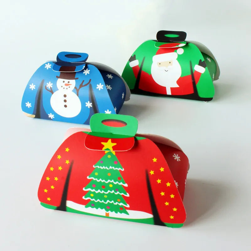 12pcs Cartoon Sweater Christmas Candy Box Kids Chocolate Gift Packaging Box 2024 Merry Christmas Decor New Year Party Supplies