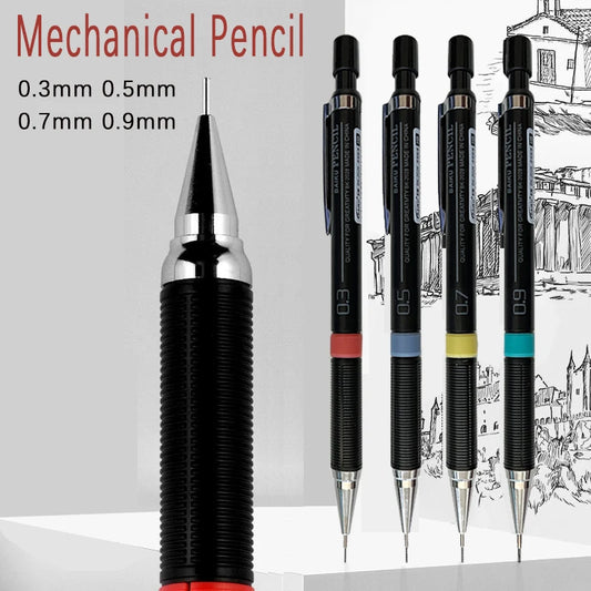 Mechanical Pencil with Refill Rods Set 0.3mm 0.5mm 0.7mm 0.9mm Automatic Pencil Replaceable Leads Office School Stationery Gift