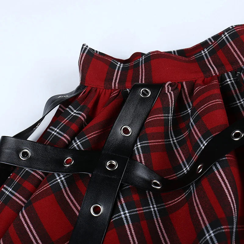 Gothic Harajuku Girls Plaid Pleated Skirt Punk Sweet Lace Kawaii Clothing Y2k Lolita Cake Mini Skirts Cosplay Costume