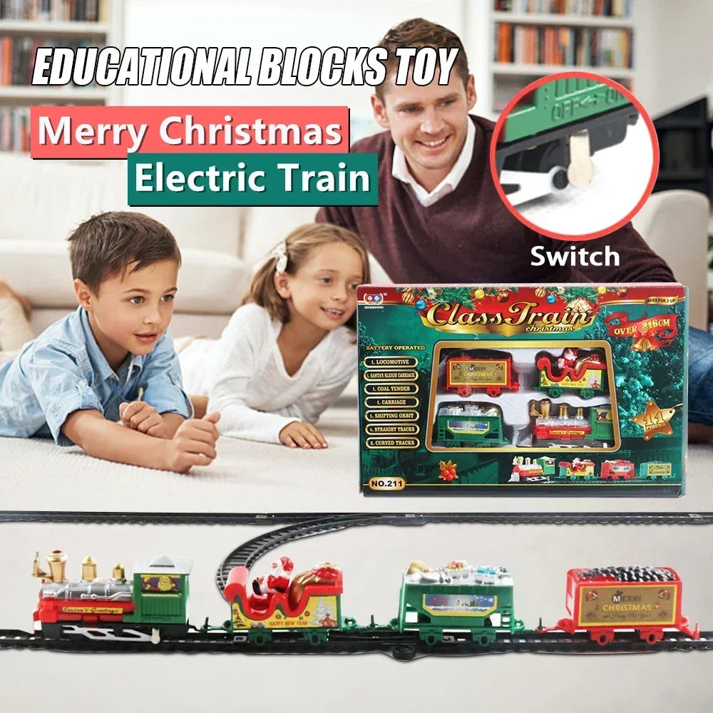 Christmas Electric Train Toy Set Xmas Tree Decoration Train Track DIY Railway Tracks Educational Toys for Kids Party Xmas Gifts
