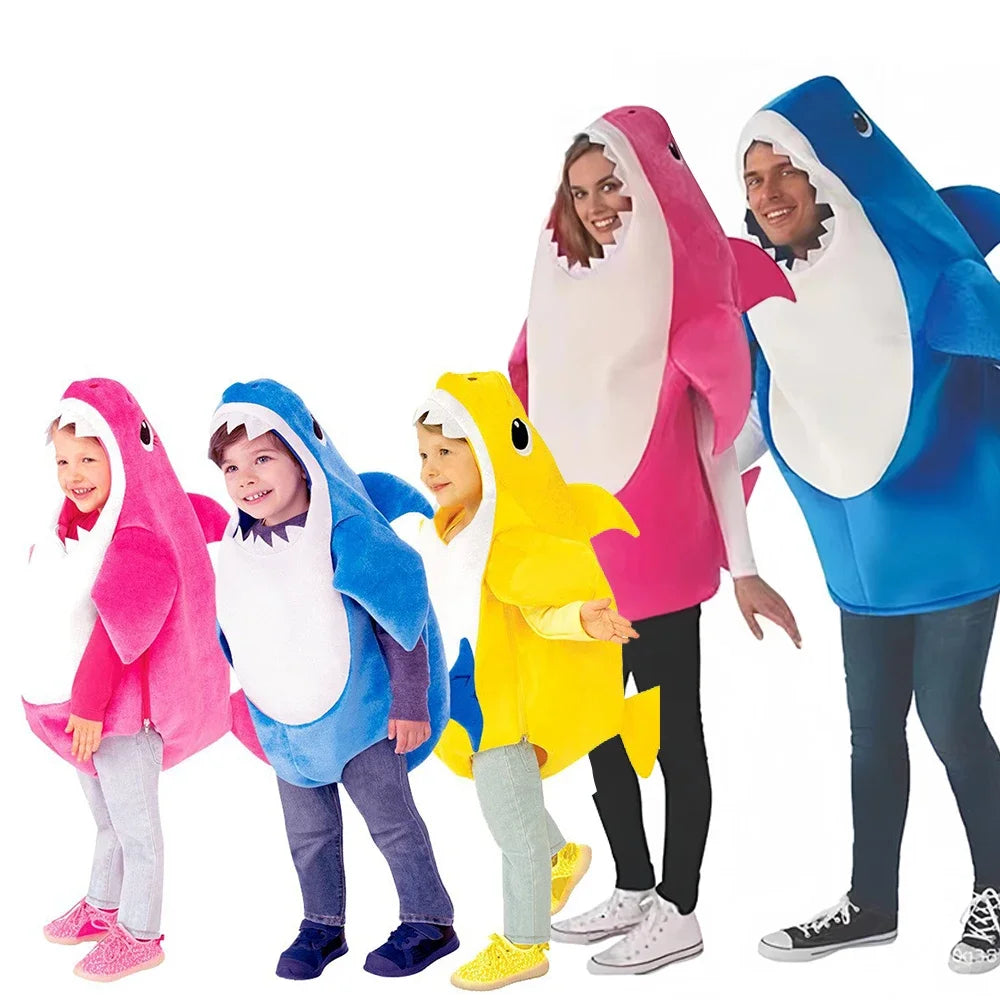 Adult Kids Shark Costume Jumpsuit Cosplay Costumes Shark Suit Baby Funny Family Party Holiday Birthday Gift Halloween Costume