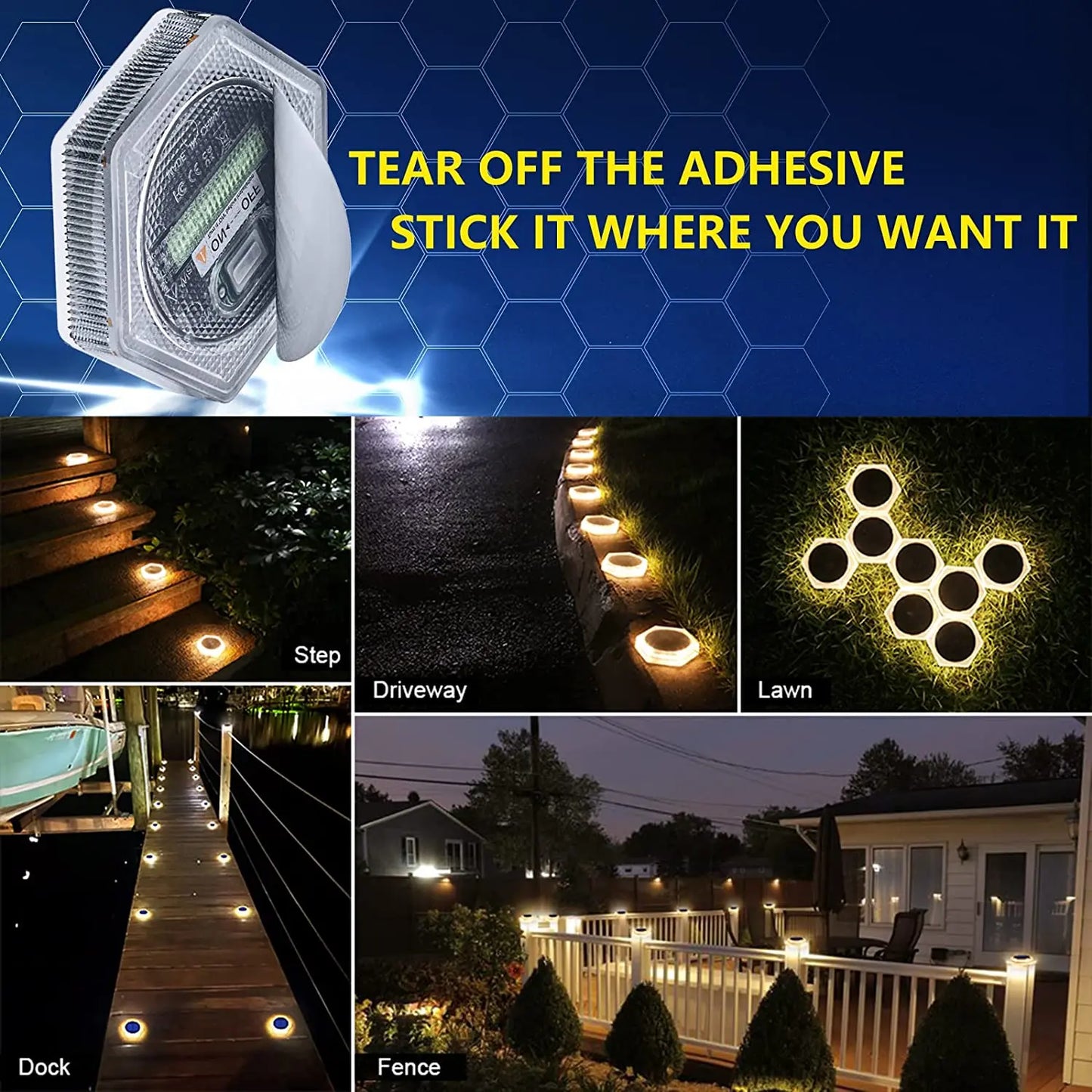 LED Outdoor Deck Lights Solar Garden Step Lighting Waterproof For Stairs Patio Pathway Yard Fence Wall Lamp Christmas Decoration