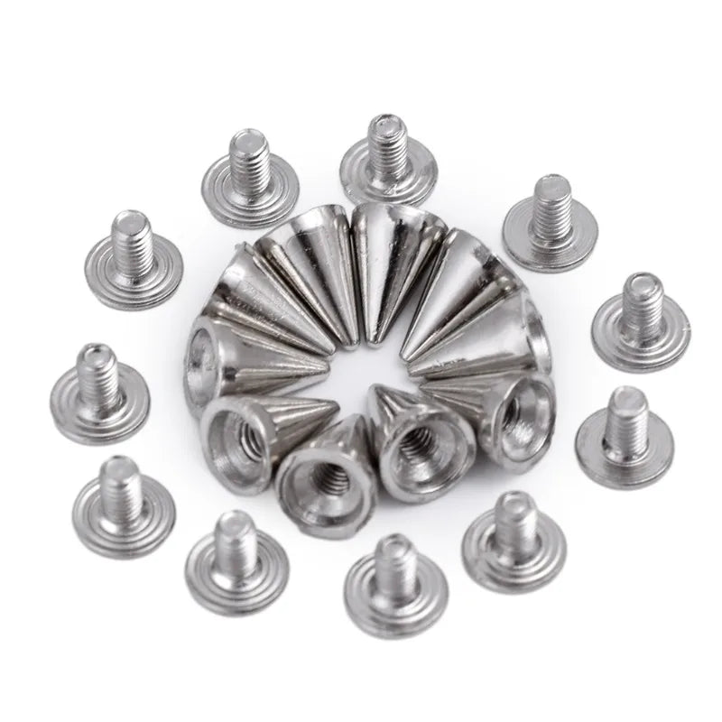 200/10Pcs Spiked Punk Rivets Multiple Sizes Screw Back Studs Punk Rock Bullet Rivets for Home DIY Sewing Clothing Leather Craft