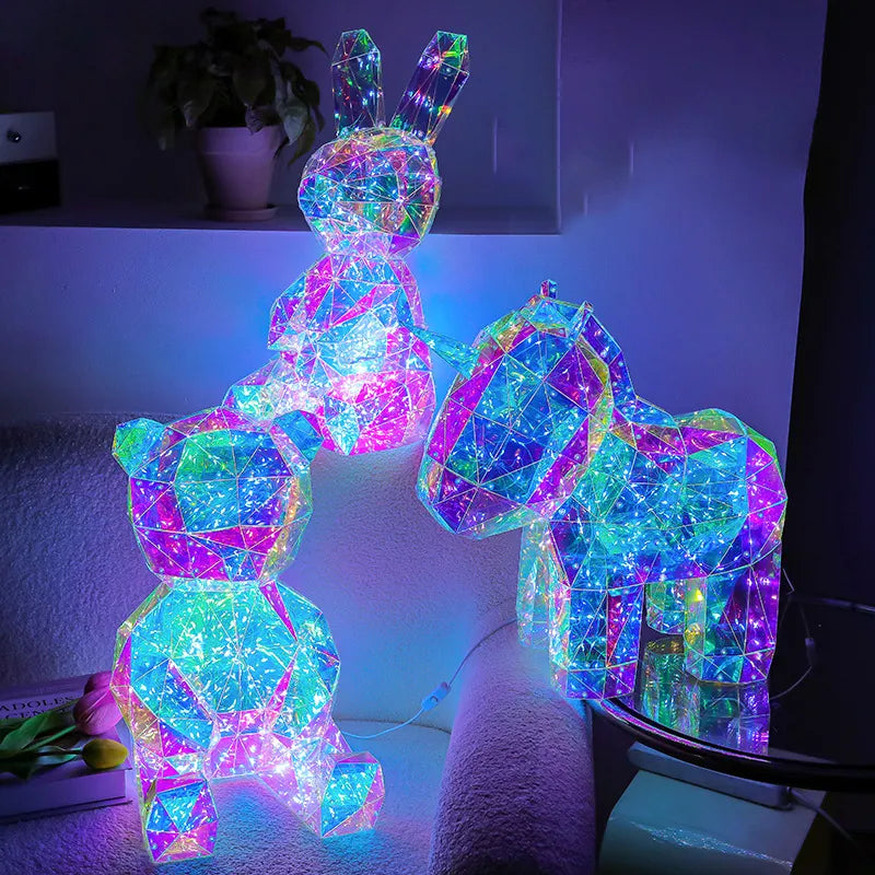 Luminous Colorful Bear USB Valentine'S Day Gift Led Ornaments Room Decor Glowing Rabbit Christmas Decoration Children'S Day Gift