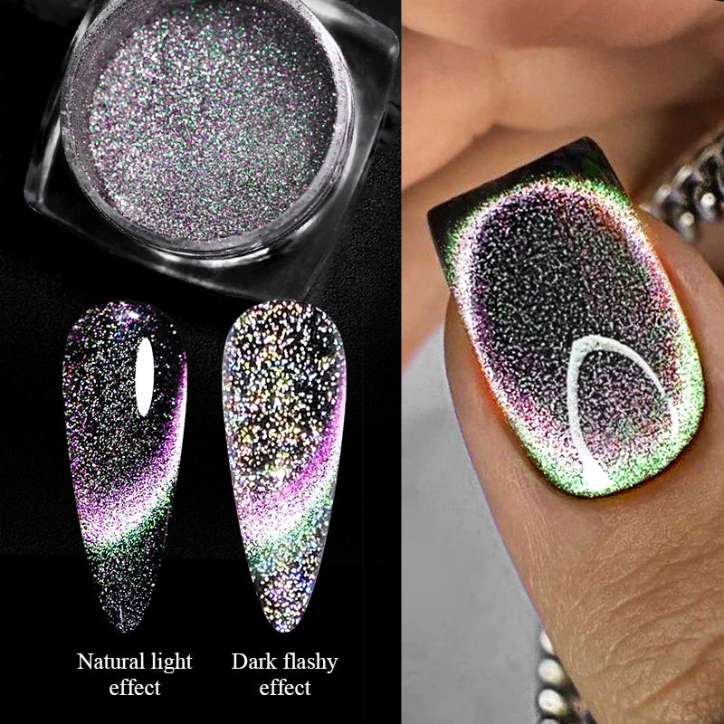 Aurora Pearl Nude Pink White Nails Glitter Dust Chrome Moonlight White Rubbing on Powder Shell Mirror Pigment Nail Art Supplies