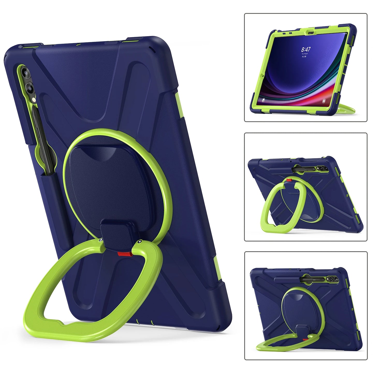 360 Rotation Hand Ring Tablet Cover For Samsung Galaxy Tab S9 FE S8 S9 S7 Plus 12.4 inch Stand Case S7FE S9 FE+ 12.4" Drop-Proof