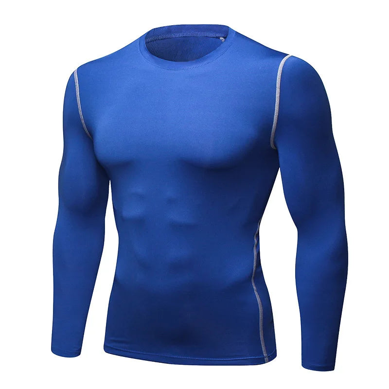 1pcs Men's Long-sleeved Thermal Underwear Male Thin Tight Fitting Fast Dry Elastic Fitness Tops Man Autumn Winter Sprots Wear