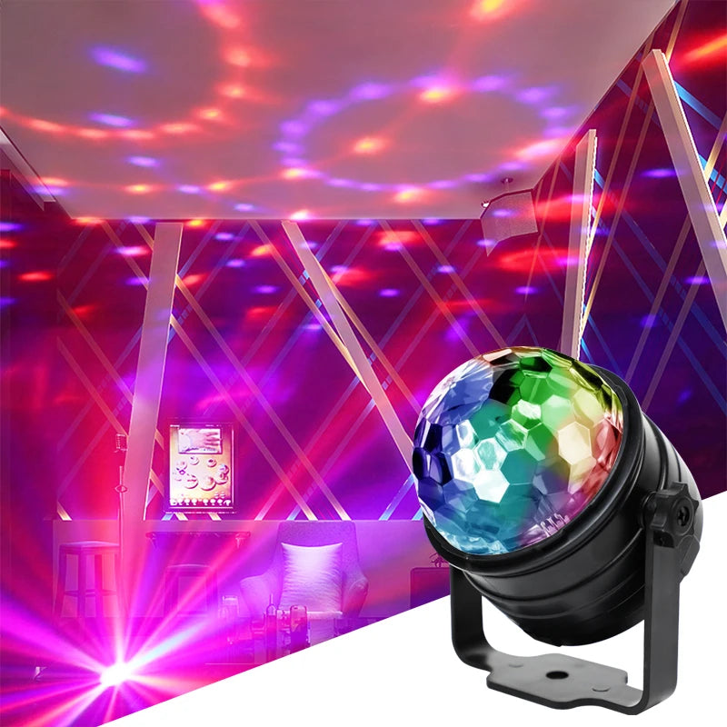 LED Party Stage Lights Disco Ball Sound With Remote Control Dance Rotating Magic Atmosphere Lamp Party Club DJ Show Lamp