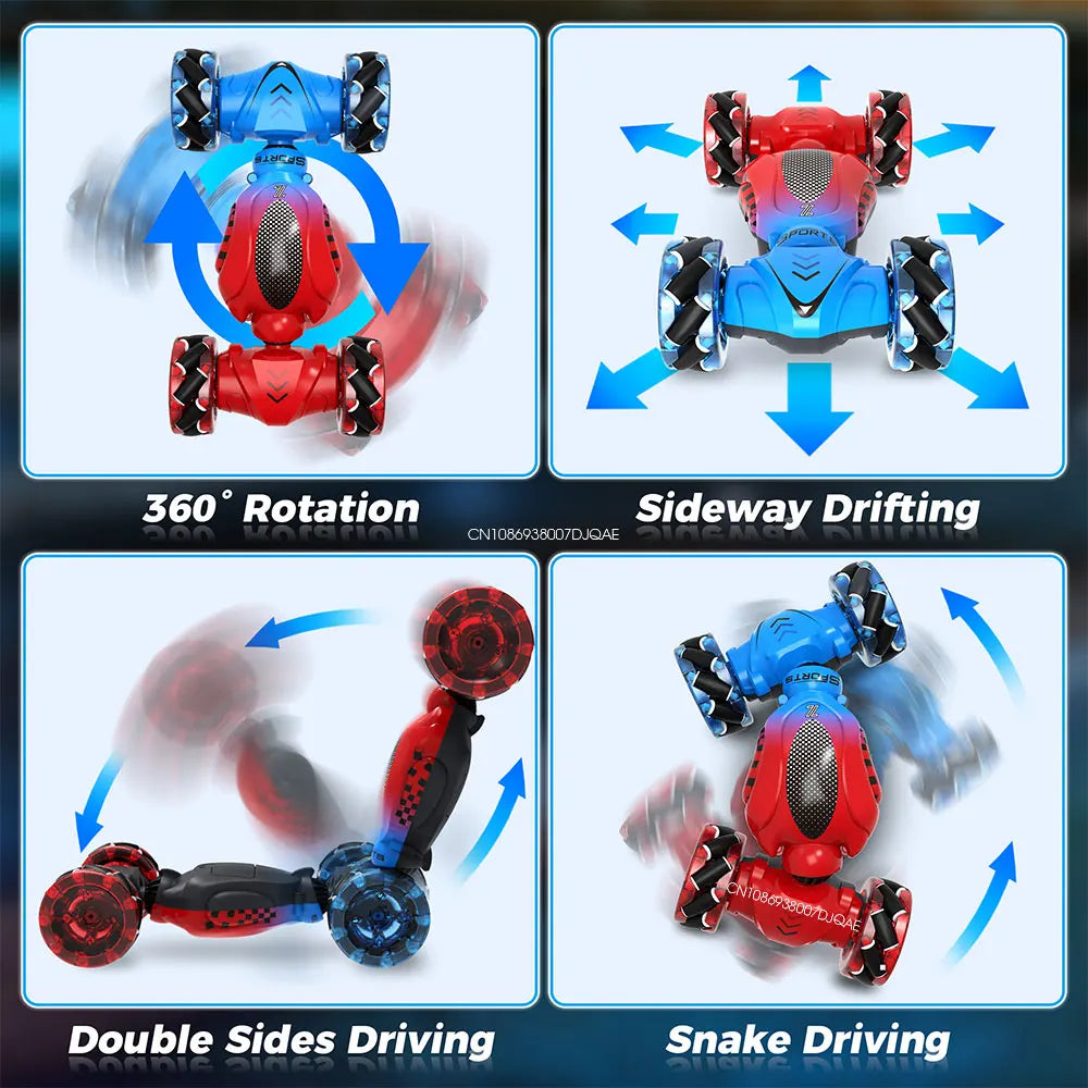 4WD Drift RC Stunt Car 2.4G Gesture Radio Remote Control Twist Car 360° Rotating Climbing Car Toys for Kids Boys Birthday Gift