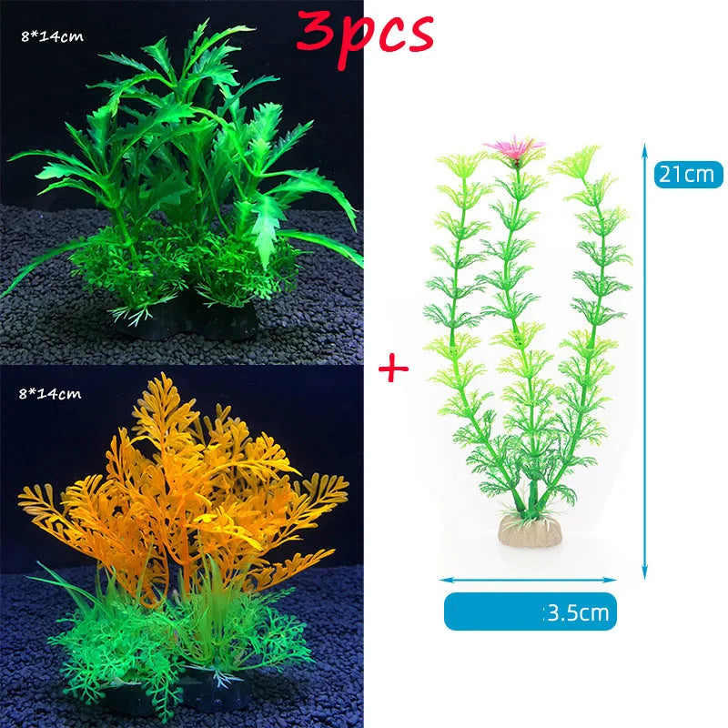 3Pcs  Artificial Aquarium Decor Plants Water Weeds Ornament Aquatic Plant Fish Tank Grass Decoration Water Grass Decorations