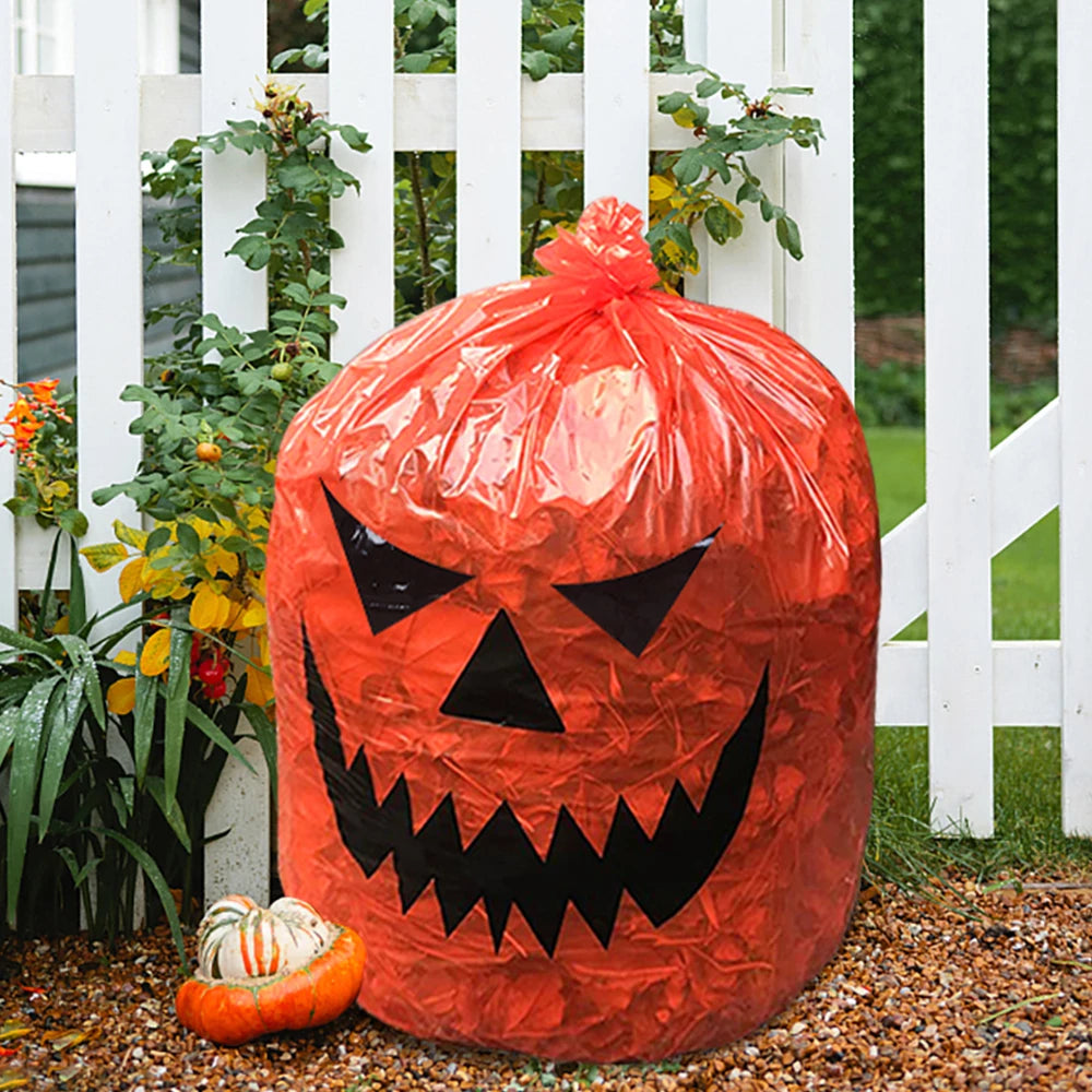 Large Halloween Pumpkin Plastic Garbage Leaf Bags For Home Outdoor Fall Garden Yard Decoration Lawn Bag Halloween Party Props