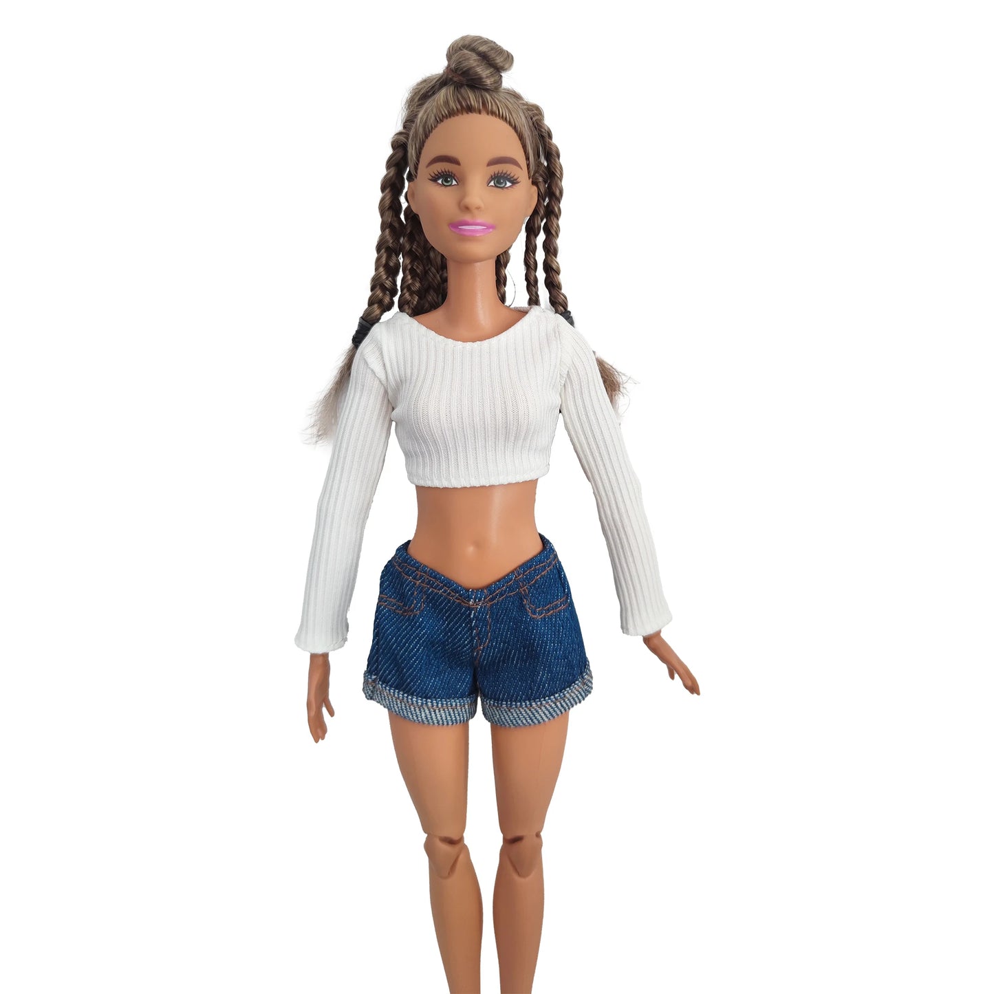 Doll Clothes  Striped long sleeved short top pleated skirt denim shorts Daily Wear Accessories Clothes for Barbies doll