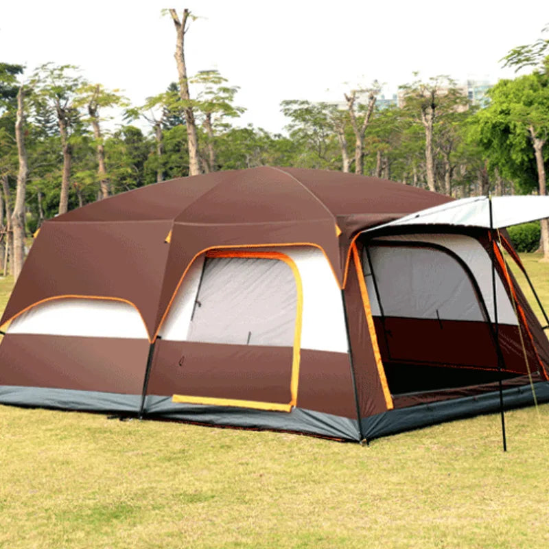 2 Bedroom 1 Hall Camping Tent 5-8 Person Double Layers Oversize Thickened Rainproof Tent Outdoor Family Camp Tour Equipment