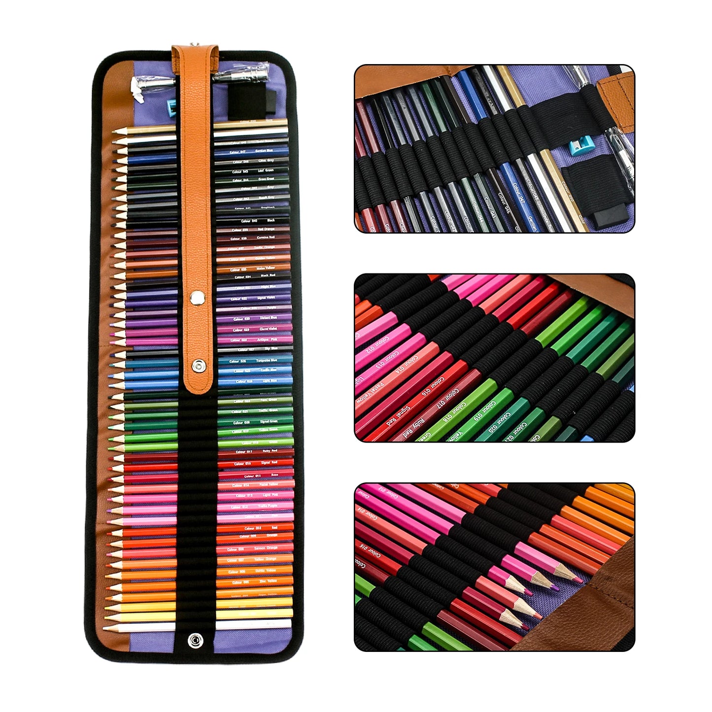 50/72 Colors Pencil Set With Canvas Roll-Up Case Art Pencils Professional Oil Wood Perfect for Student Coloring Drawing Sketch