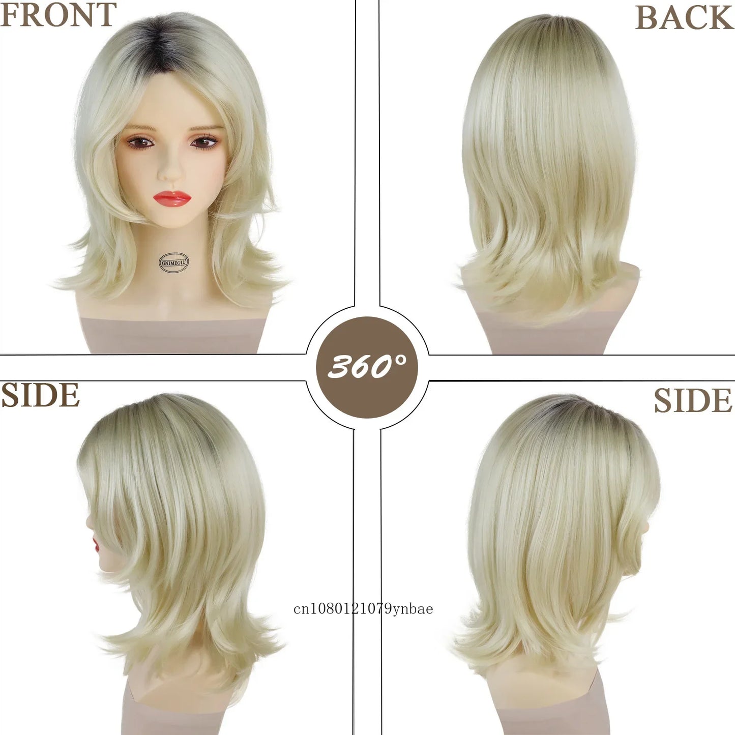 Synthetic Ombre Blonde Wig for Women 18 Inch Halloween Anime Cosplay Bride of Chucky Wigs Heat Resistant Halloween Costume