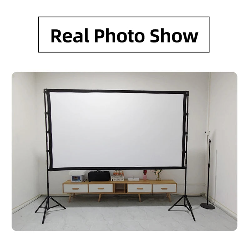 MIXITO Splicing Double Tripod Fold White No Creases With Carry Bag Front And Back Soft Sided Projection Outdoor Projector Screen