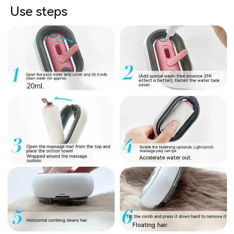 Cat Pet Cleaning Comb, Cat and Dog Hair Removal Brush, Cleaning Pet Grooming Brush, Water Injection, Massage, Pet Supplies