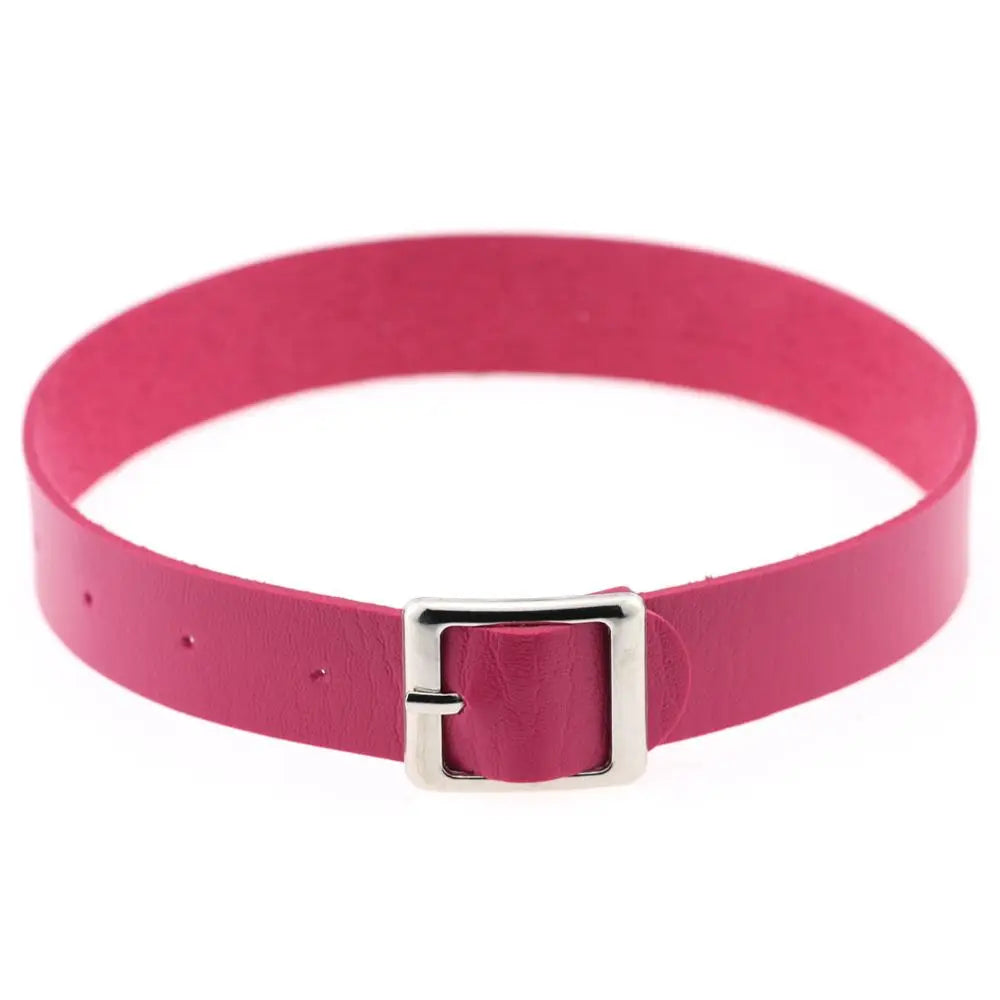 Fashion Gothic Punk Collar Necklace PU Leather Choker Necklace Buckle Collar