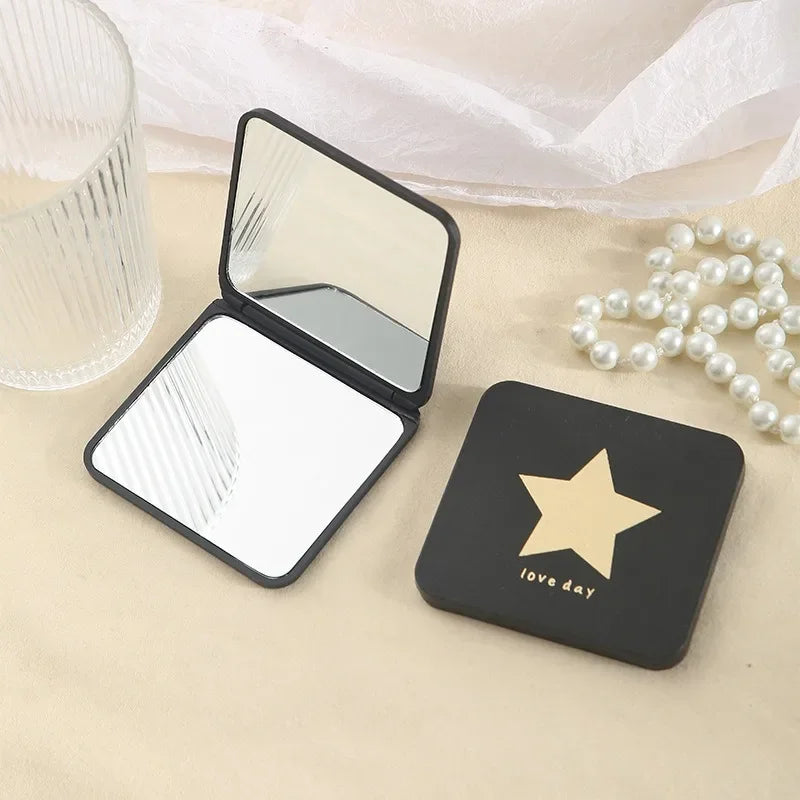 Foldable Makeup Mirror Mini Square Makeup Vanity Mirror Portable Hand Mirrors Double-sided Compact Mirror Pocket Cosmetic Mirror