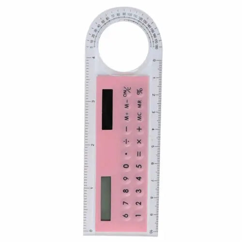 1 New Solar Mini Calculator Multi-function Magnifying Glass 10Cm Ultra-thin Ruler Calculator School Office Supplies 5 Colors