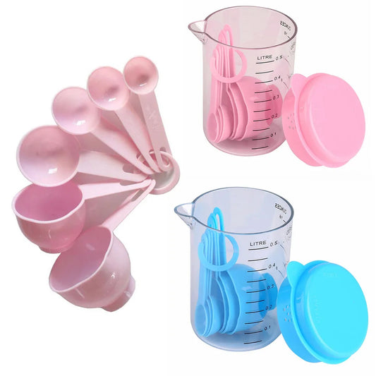 7PCS/Set Plastic Measuring Cups with Spoons Measure Kitchen Utensil Cooking Scoops Sugar Cake Baking Scales Spoon JJ14807