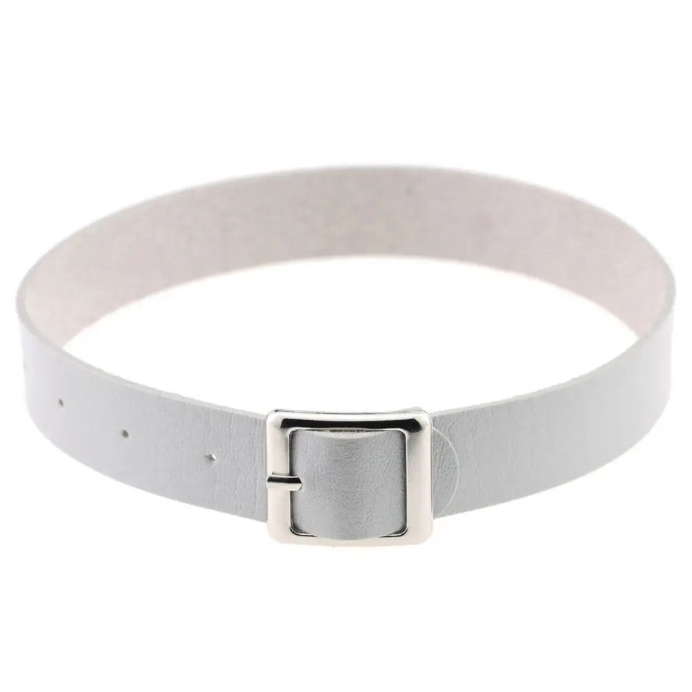 Fashion Gothic Punk Collar Necklace PU Leather Choker Necklace Buckle Collar