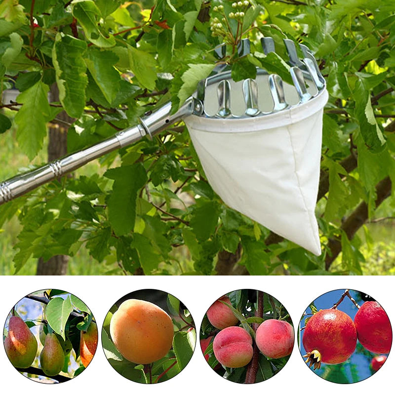 Metal Fruit Picker Gardening Peach High Tree Picking Catcher  Garden Orchard Fruit Collection Bag Net Tools Without Handle